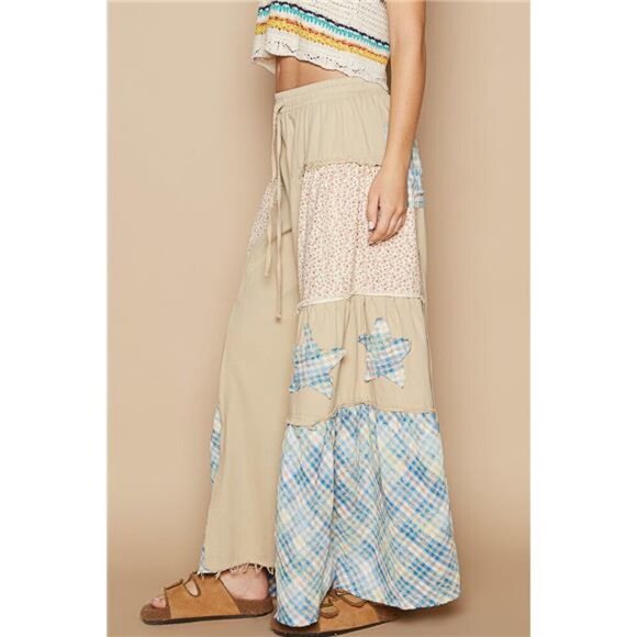 POL Drawstring Star Patch Contrast Wide Leg Pants - Picture 2 of 3